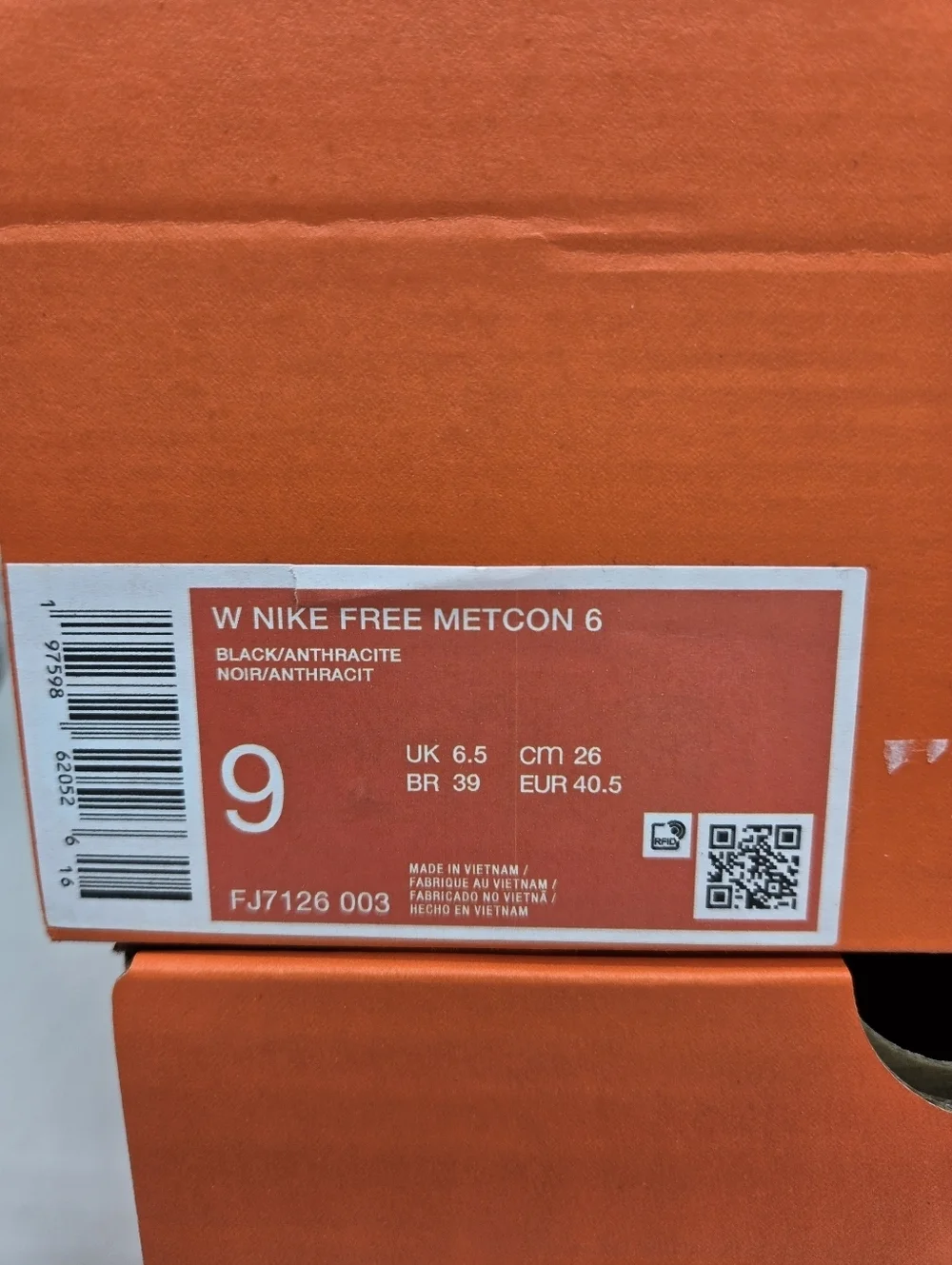 Nike Free Metcon 6 Black Anthracite Women's Workout Shoes Size 9 New